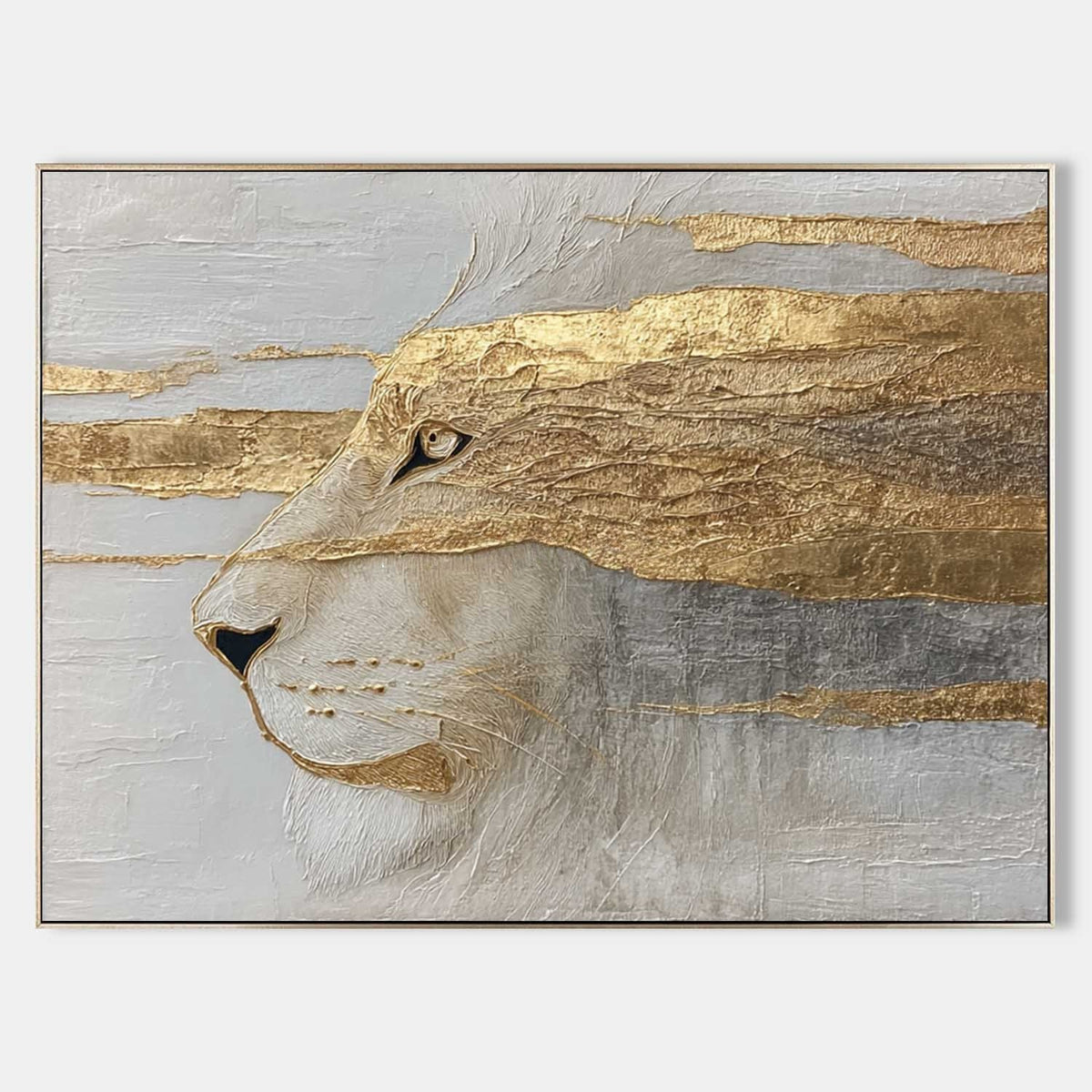 Golden Lion Profile in Relief