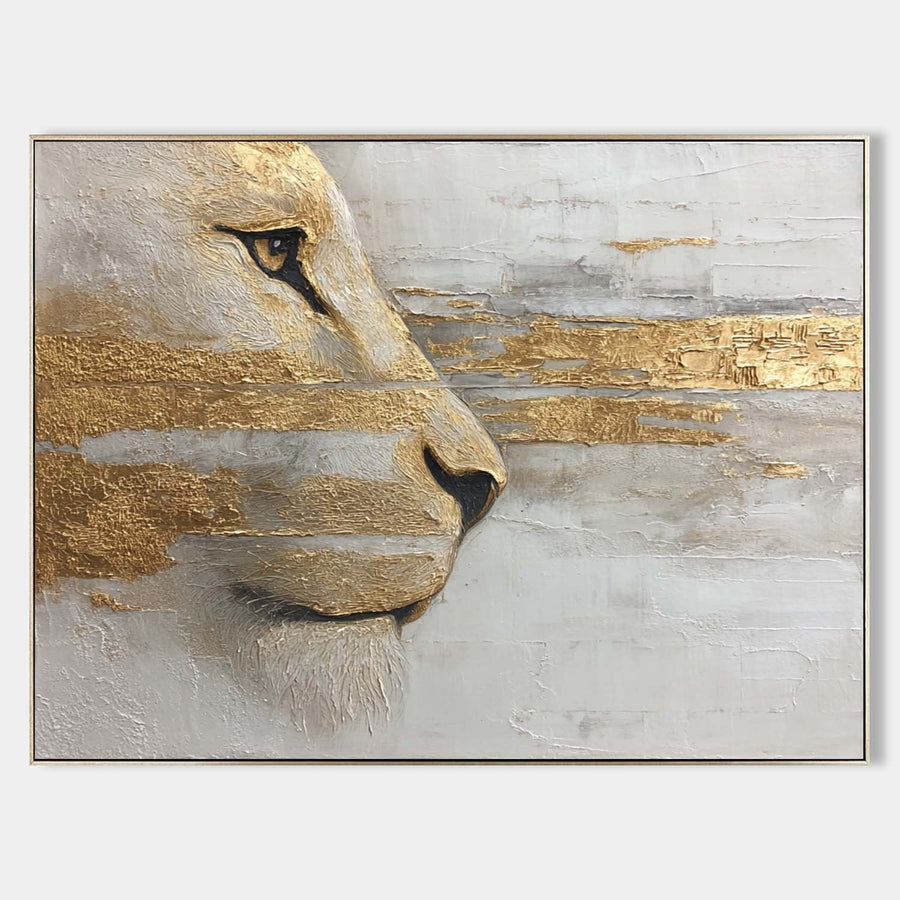 Golden Lion Profile in Relief