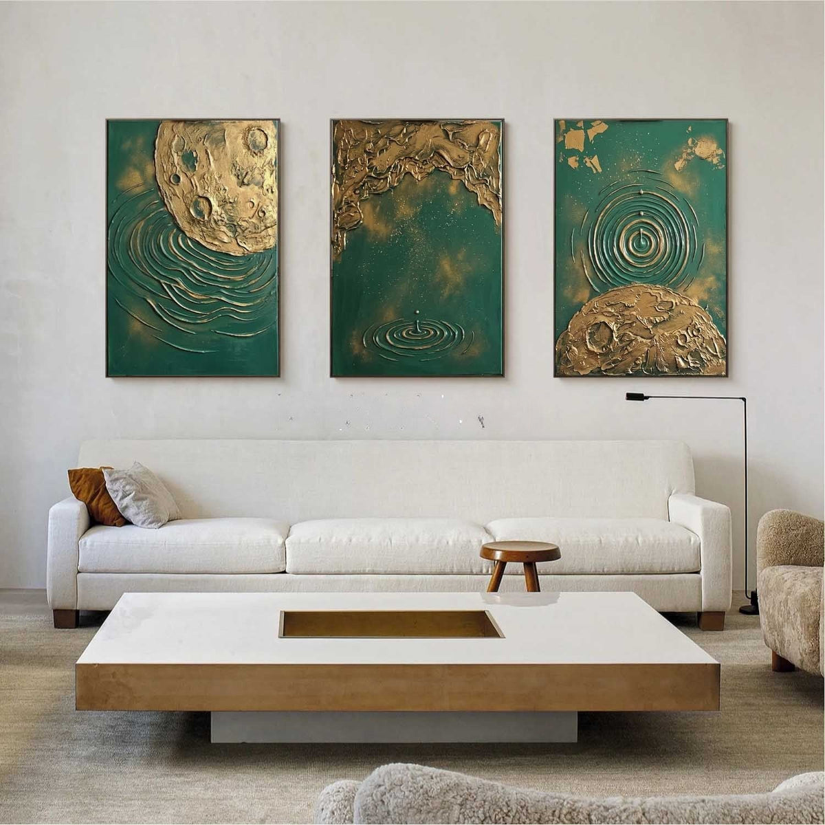 Golden Moons Over Emerald Ripples