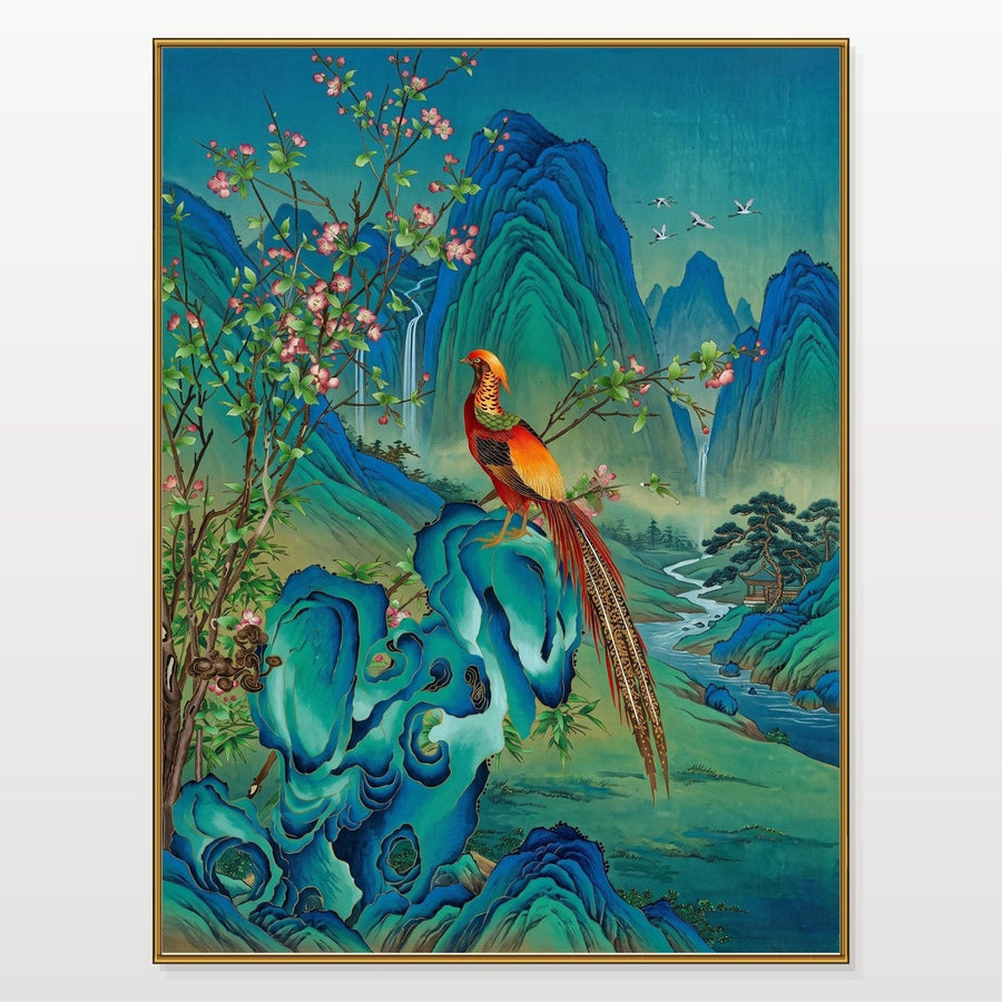 Golden Pheasant on Jade Mountain Rock