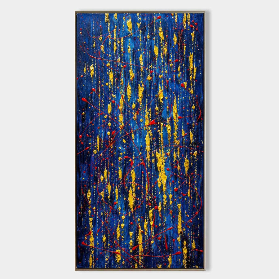 Golden Rain on Midnight Blue