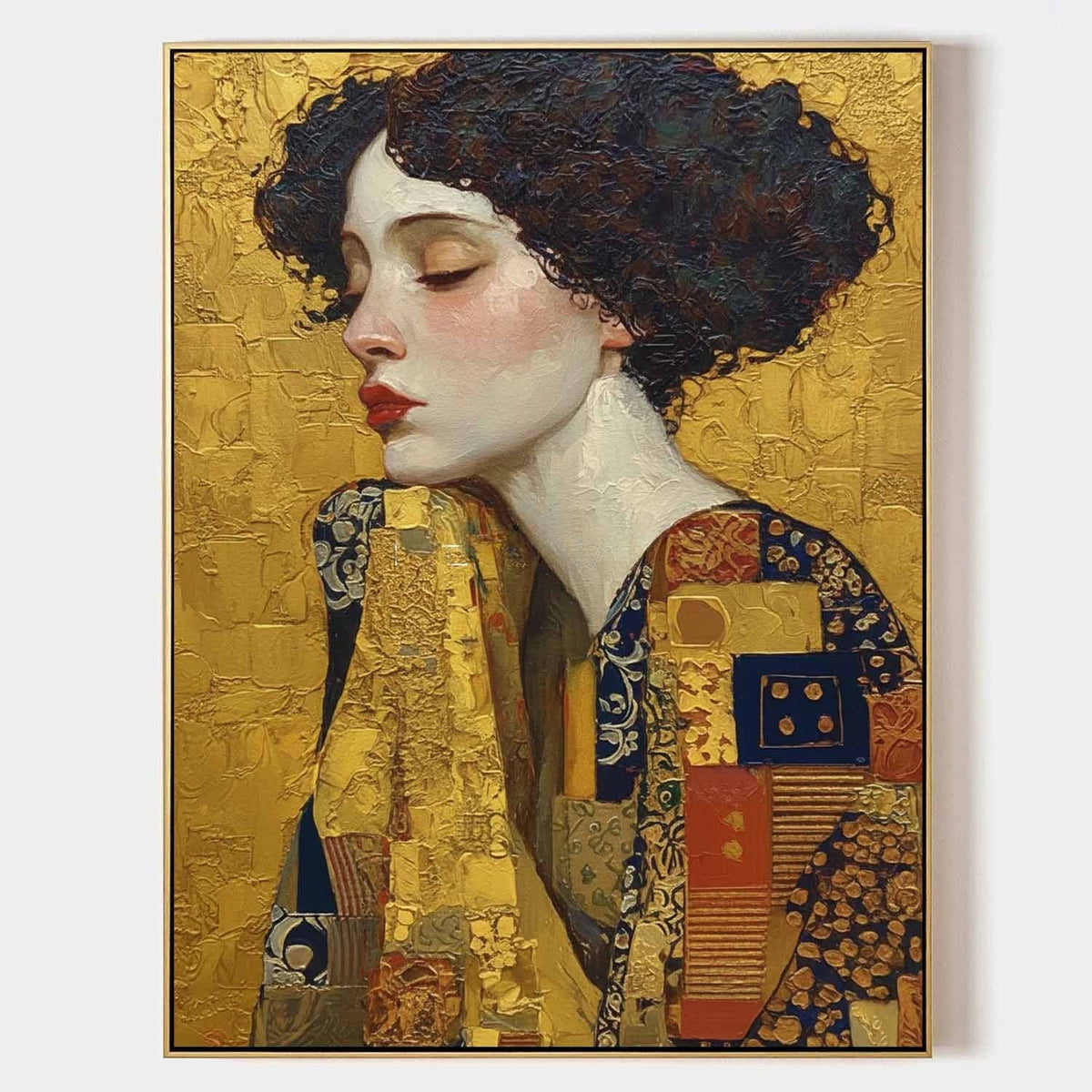 Golden Reverie Portrait in Profile