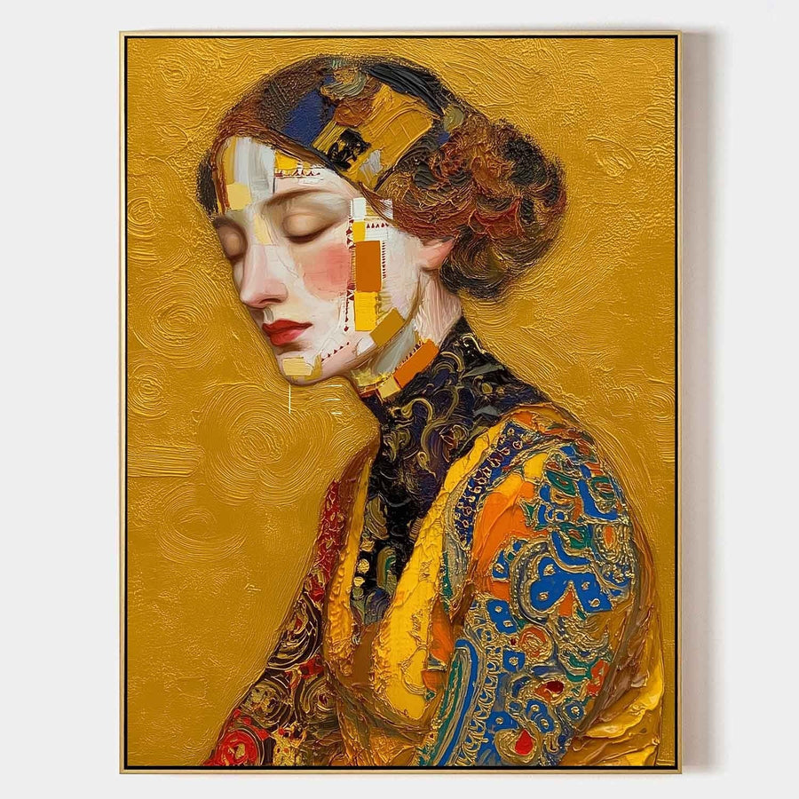 Golden Reverie Portrait in Profile