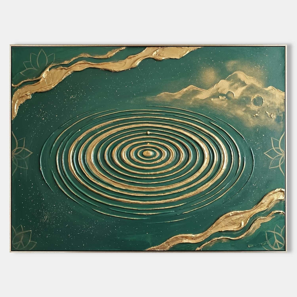 Golden Ripples on Emerald Green