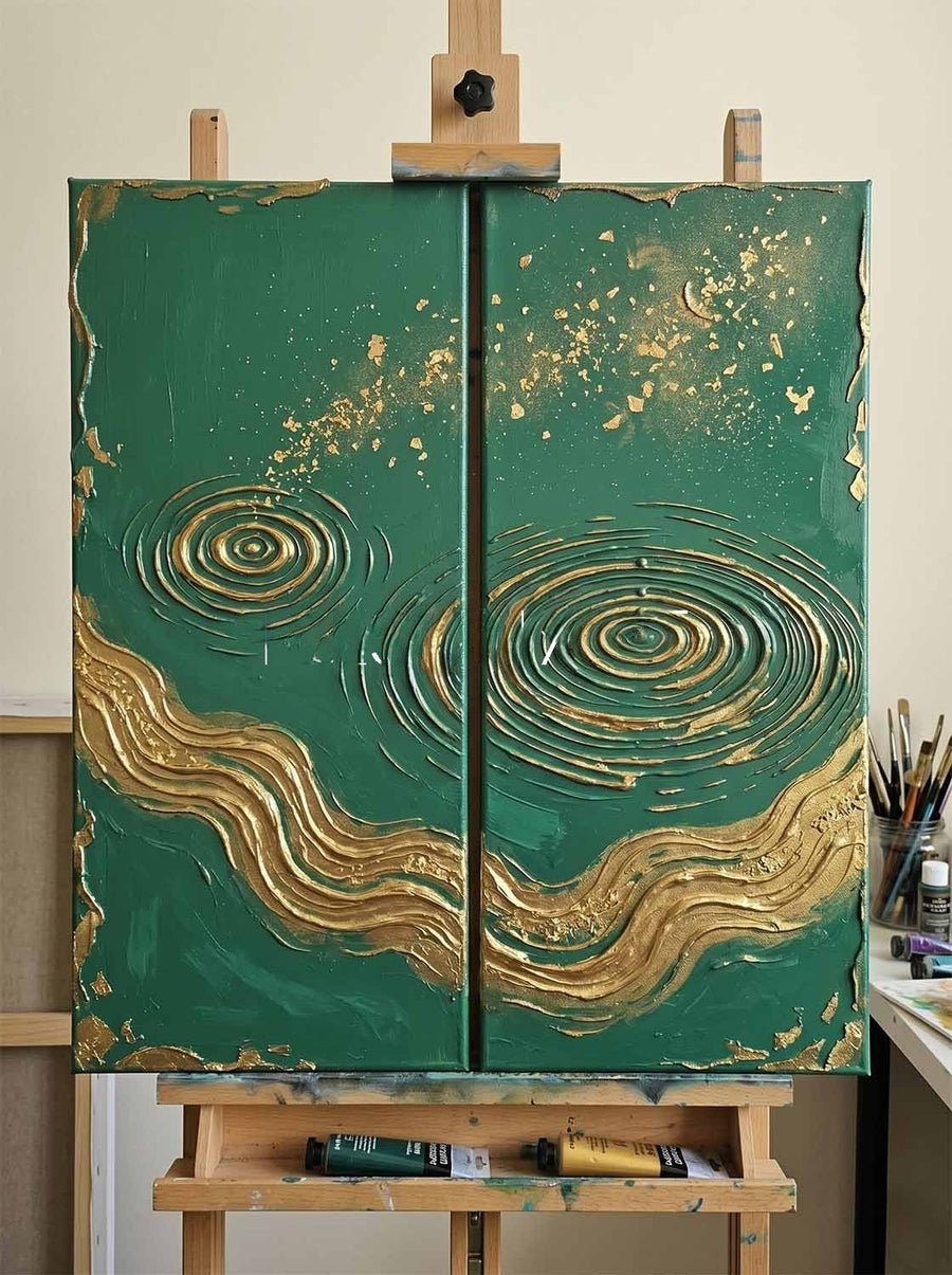 Golden Ripples on Emerald Water