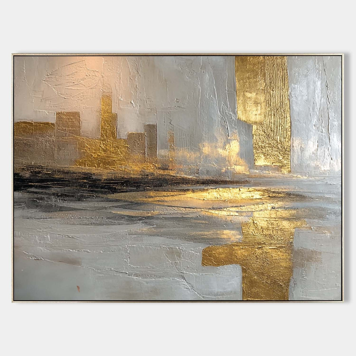 Golden Skyline Over Silver Water