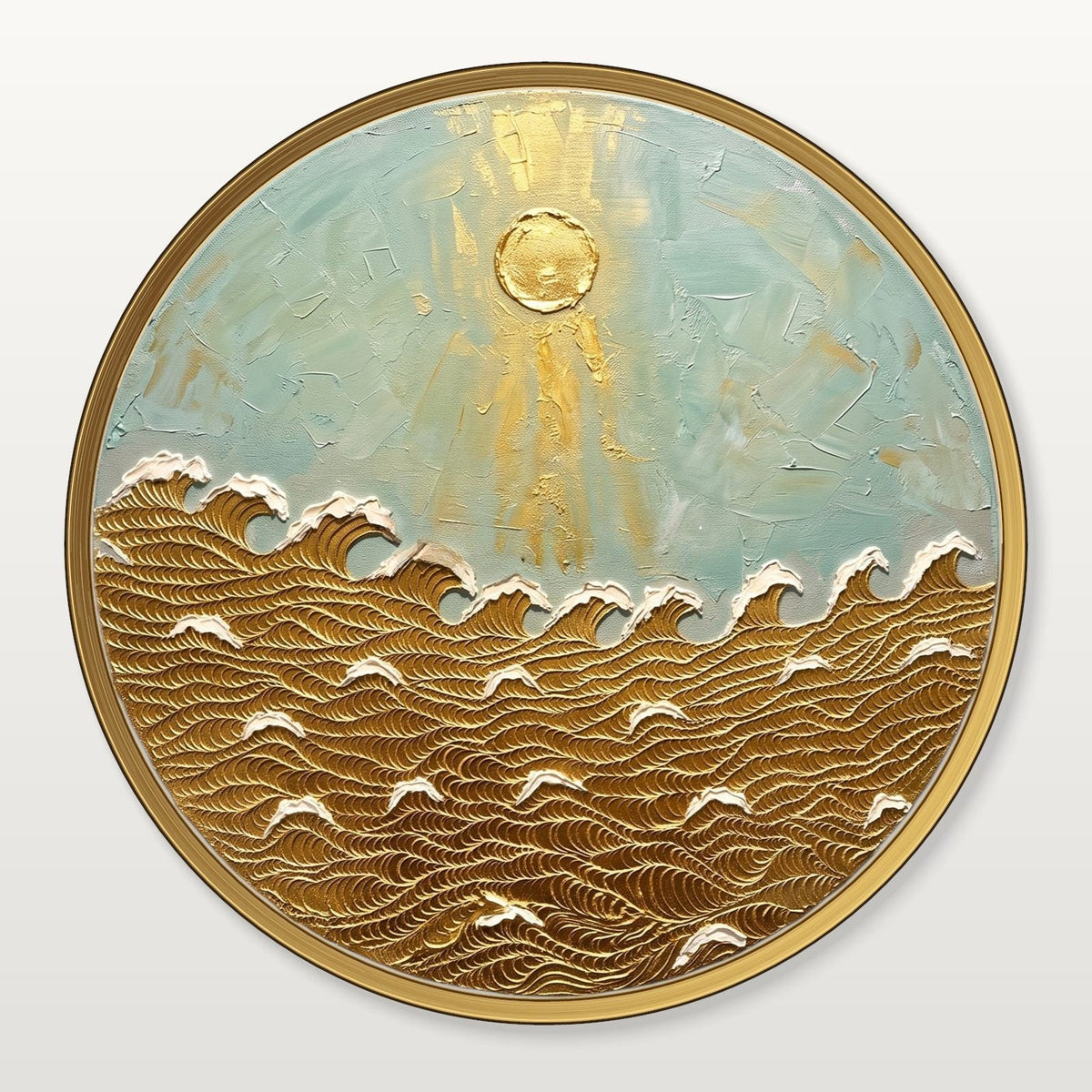 Sol dorado sobre olas doradas