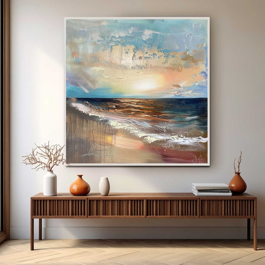 Golden Sunset Over Textured Shoreline
