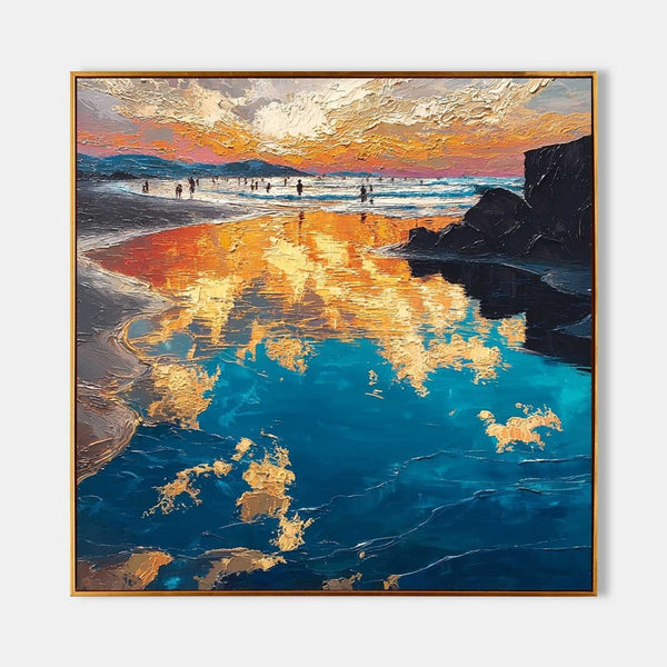 Golden Sunset Reflections on the Shore