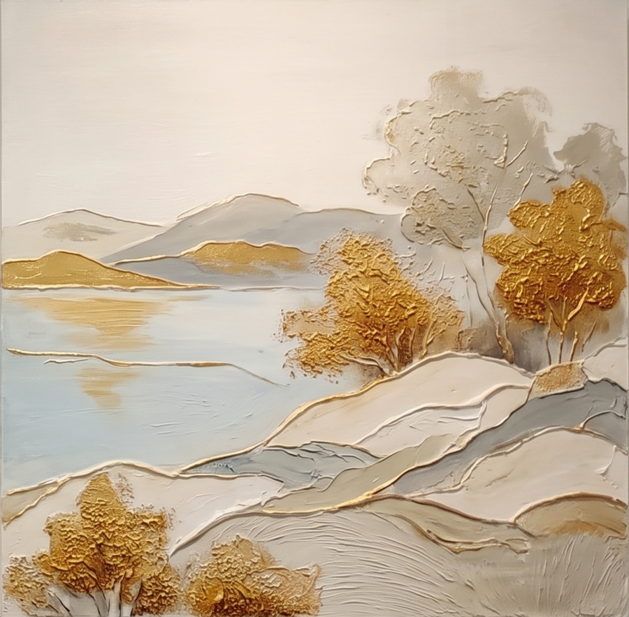 Golden Trees by a Quiet Lake