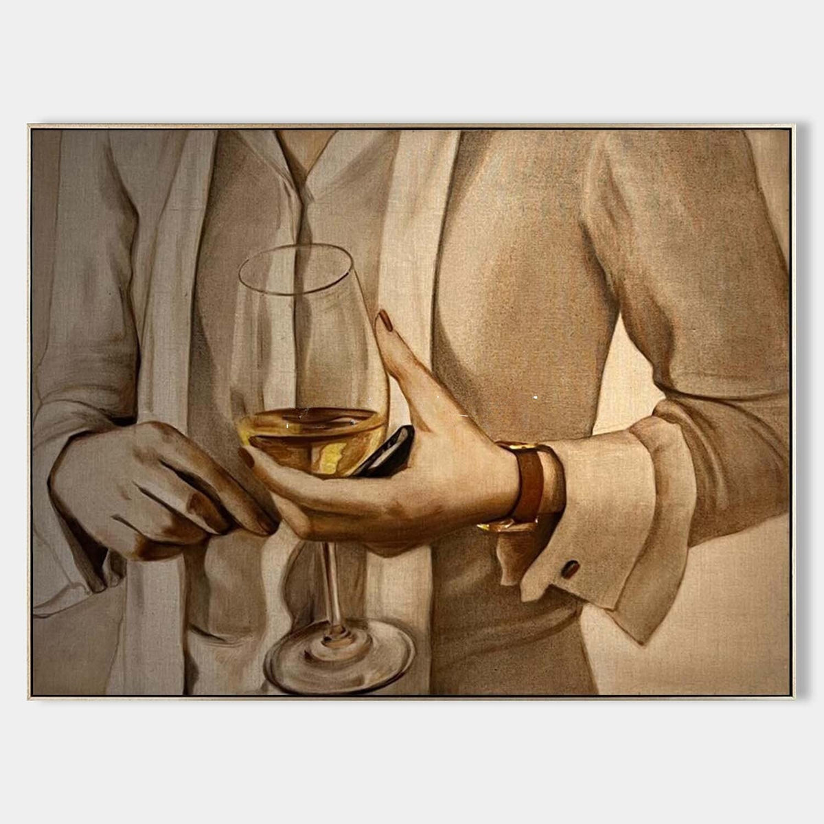 Golden Wine Glass in Linen Tones