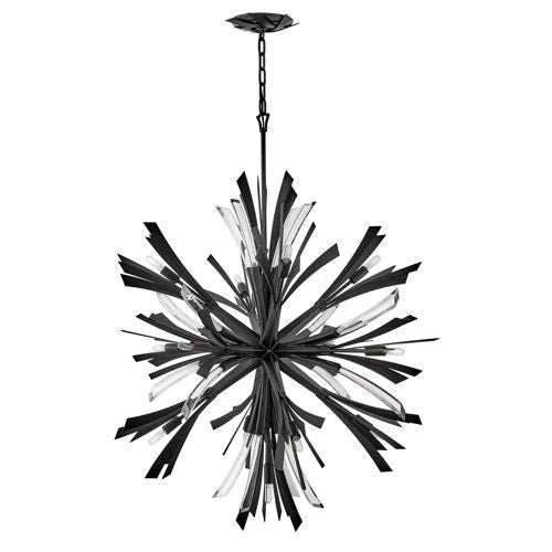Grand Bronze Faceted Crystal Sphere Cluster Chandelier