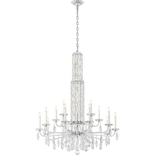 Grand Layered Crystal and Metal Disc Cluster Chandelier