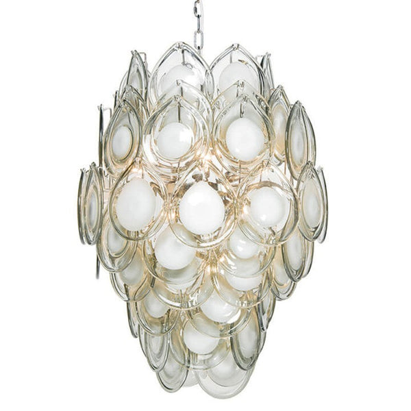 Gray Glass Tiered Candle Style Chandelier