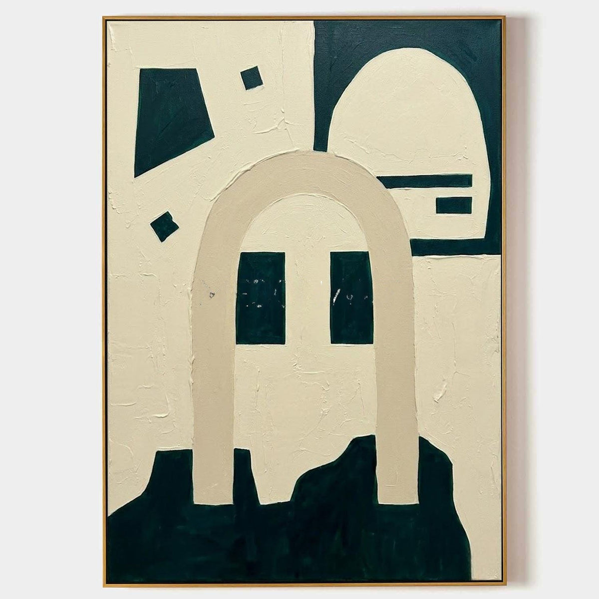 Green Arch and Cream Abstract Shapes