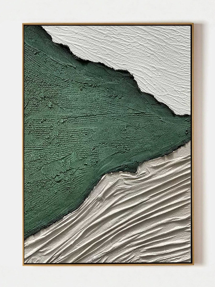 Green & Beige Textured Plaster Wall Art Vertical
