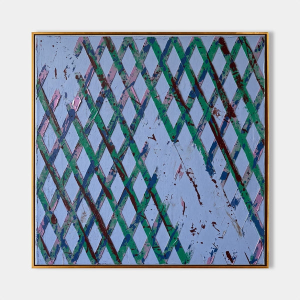 Green Lattice on Periwinkle Ground