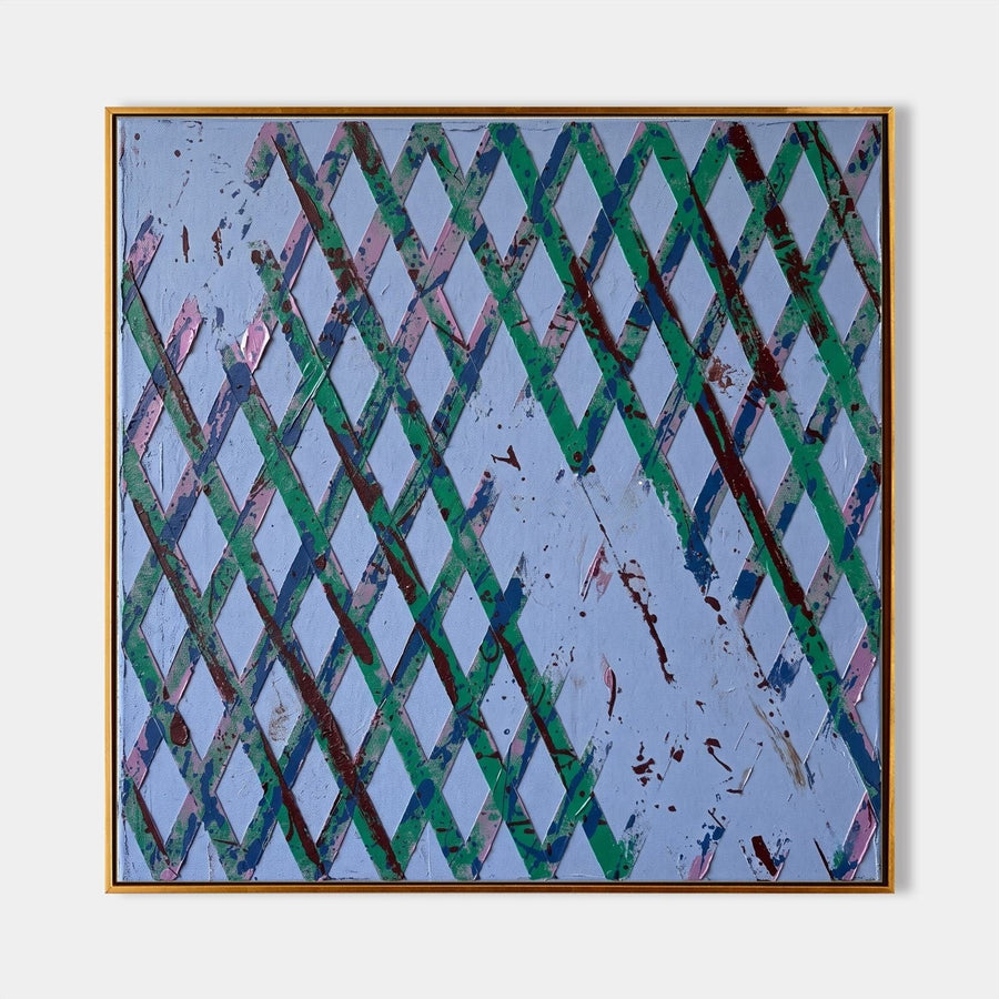 Green Lattice on Periwinkle Ground