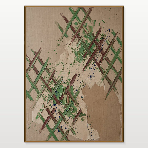 Green Lattice on Raw Linen