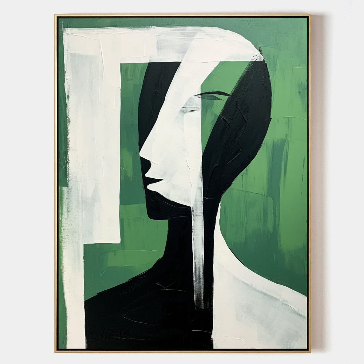 Green Profile in Black and Ivory