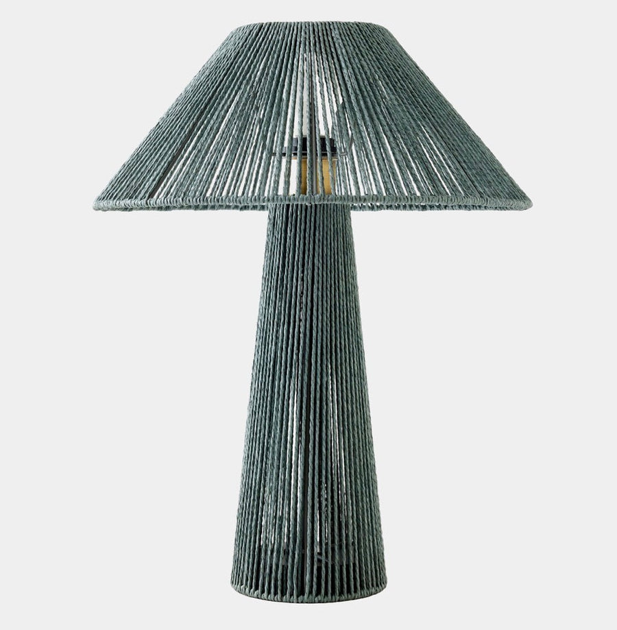 Green Rope Wrapped Tapered Table Lamp