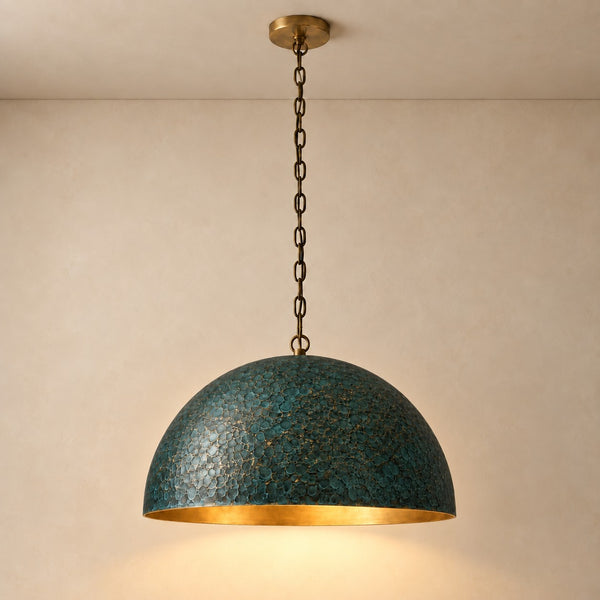 Green Stainless Steel Dome Pendant with Chain