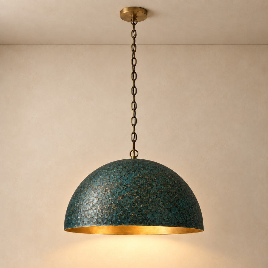 Green Stainless Steel Dome Pendant with Chain