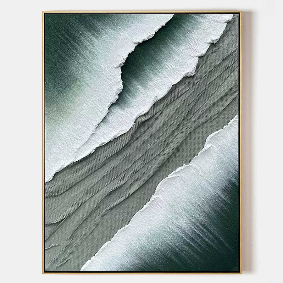 Green Surf Over Textured Shore