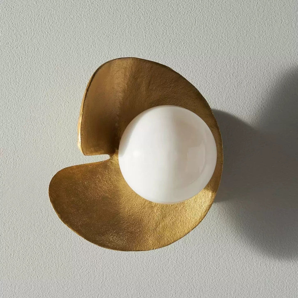 Hammered Copper Petal Opal Glass Wall Sconce