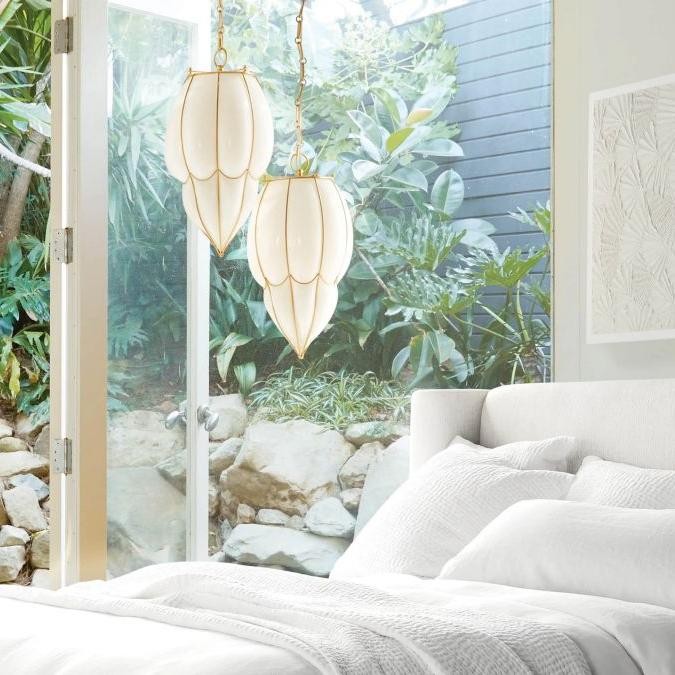 Hand-Blown Bubble Glass Globe Brass Pendant