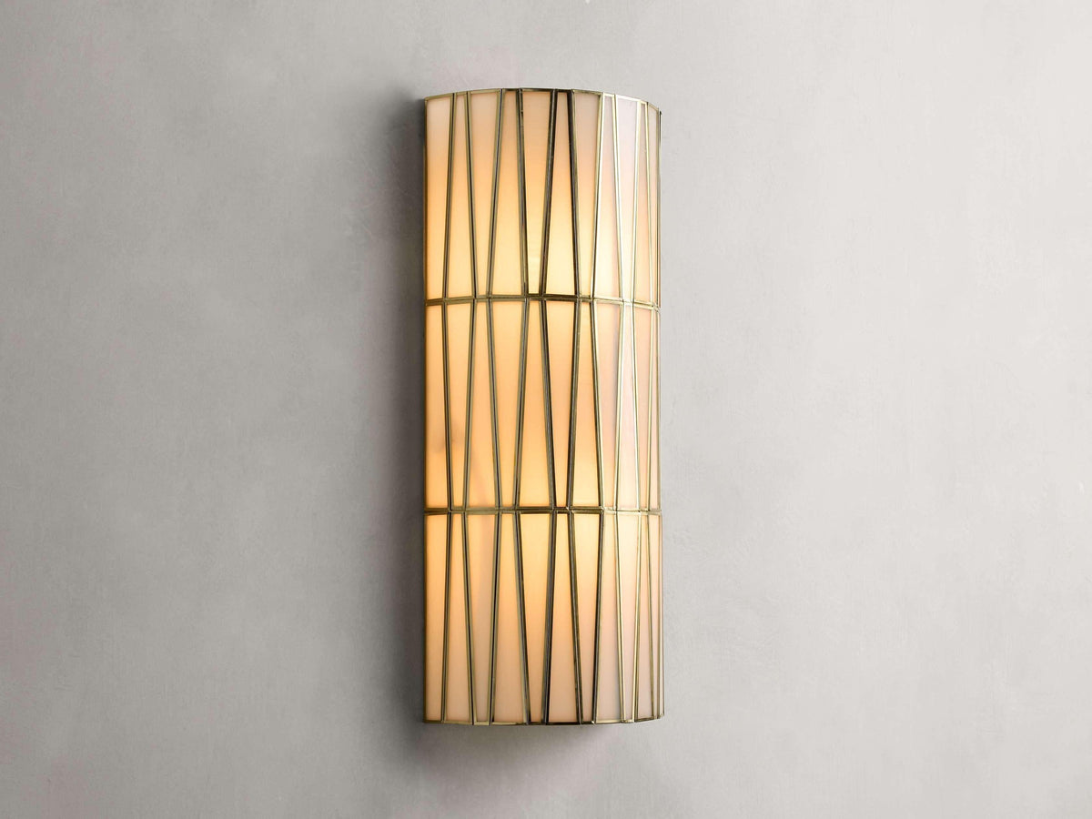 Hand-Blown Glass and Antiqued Brass Wall Sconce
