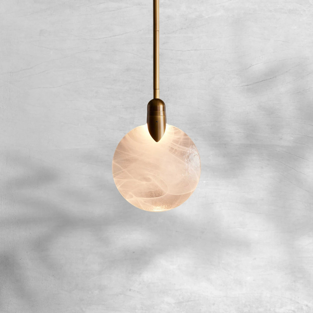 Hand-Blown Glass Disc Pendant with Brass Fitting