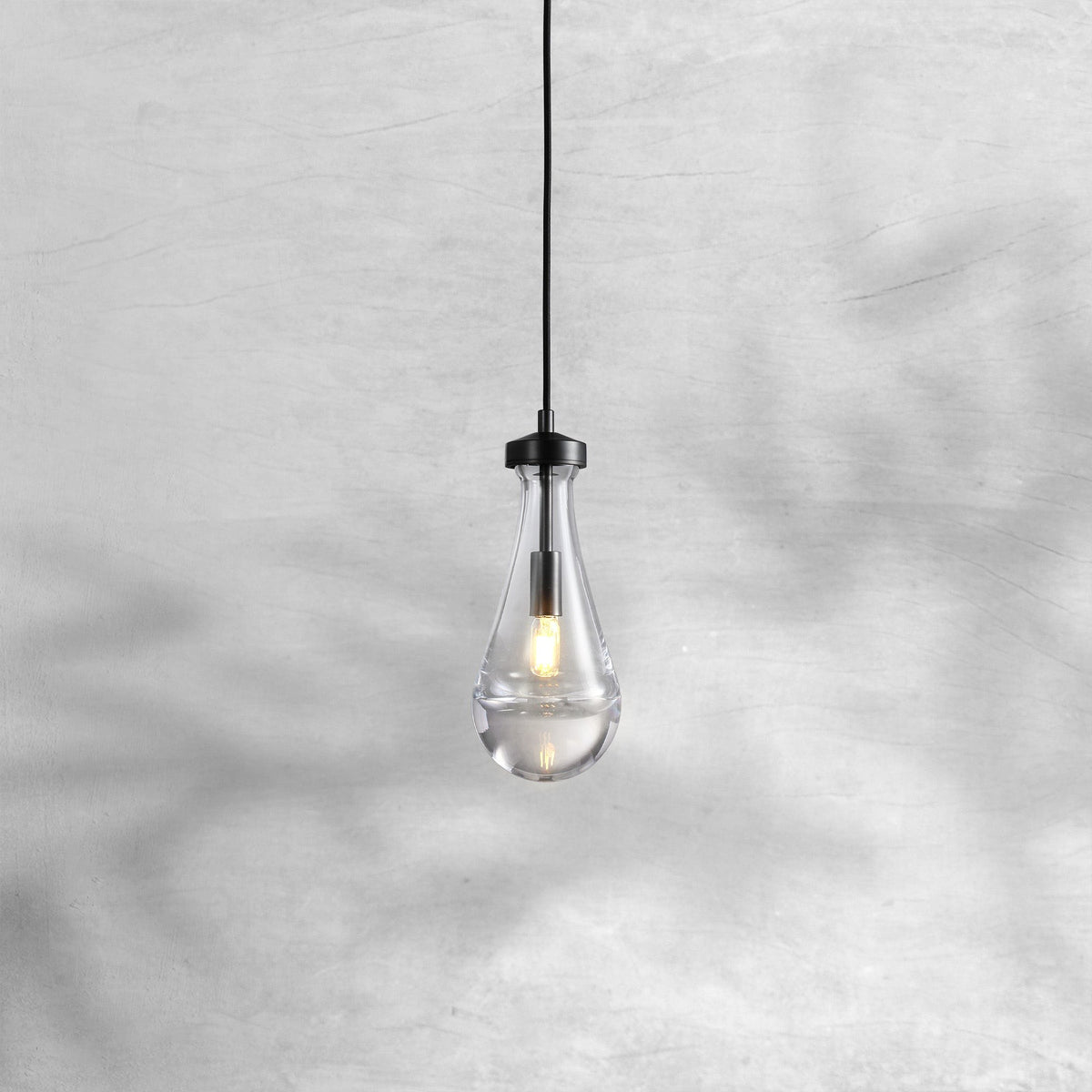 Hand-Blown Glass Drop and Brass Pendant