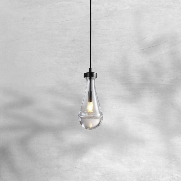 Hand-Blown Glass Drop and Brass Pendant