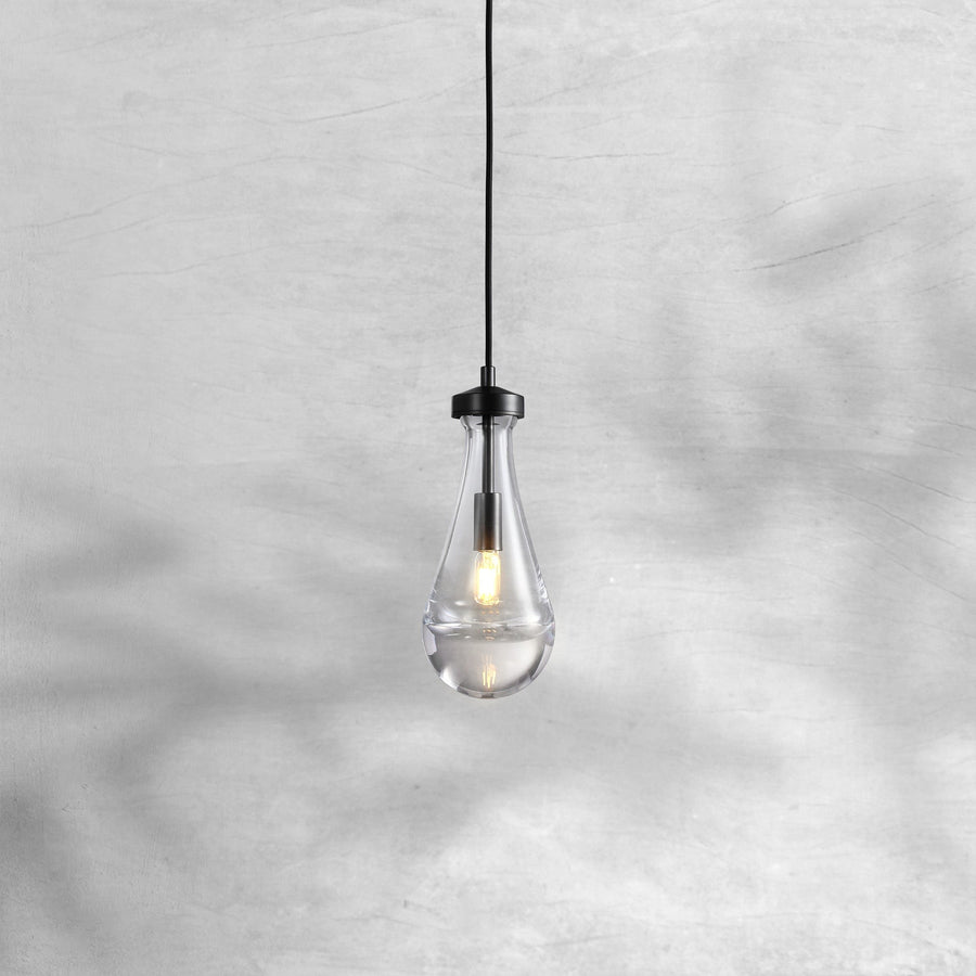Hand-Blown Glass Drop and Brass Pendant