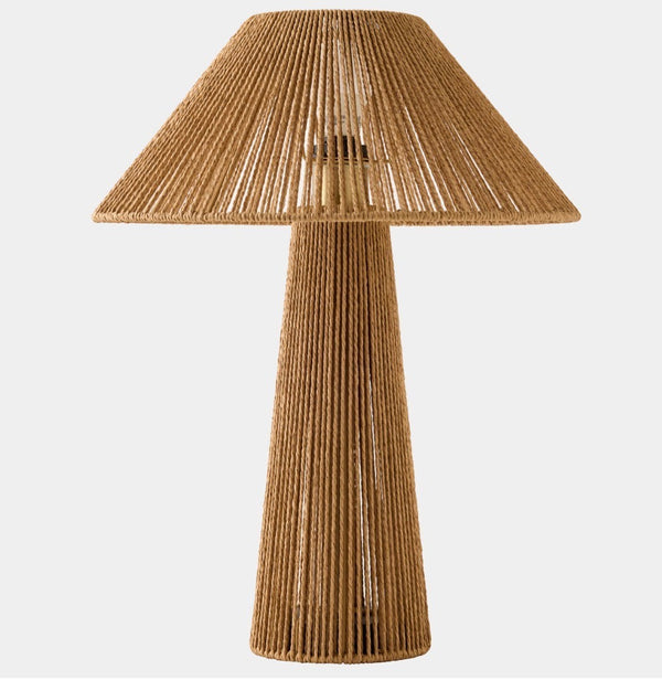 Hand Coiled Natural Rope Conical Shade Table Lamp