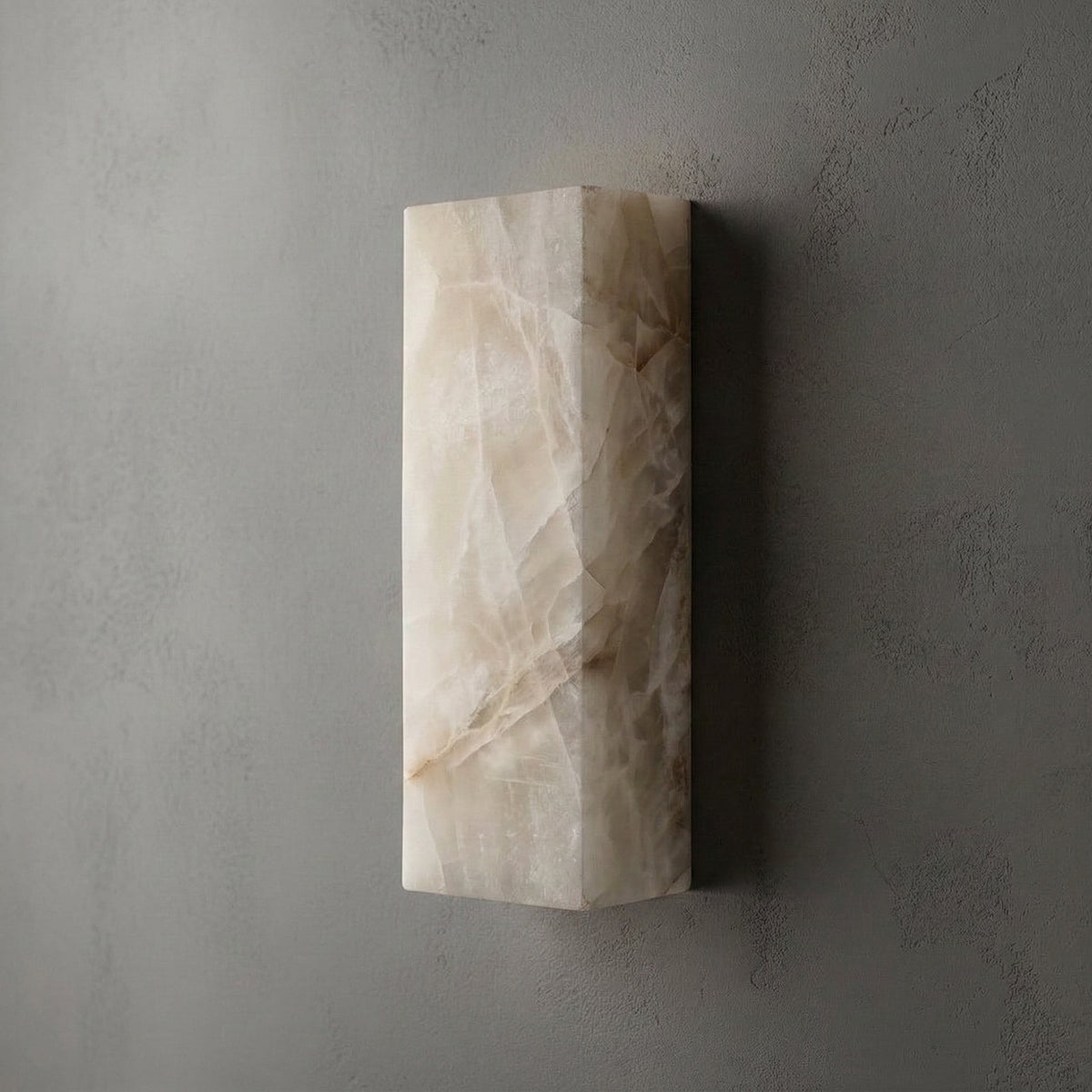 Hand-Faceted Alabaster Block Wall Sconce