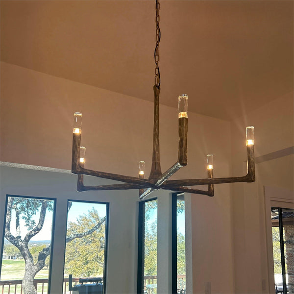 Hand-Hammered Brass Ring Chandelier