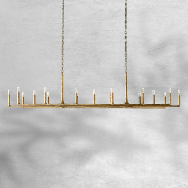 Hand Hammered Forged Brass Linear Chandelier