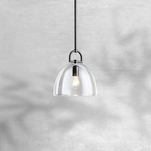 Hand-Polished Crystal Dome and Brass Pendant