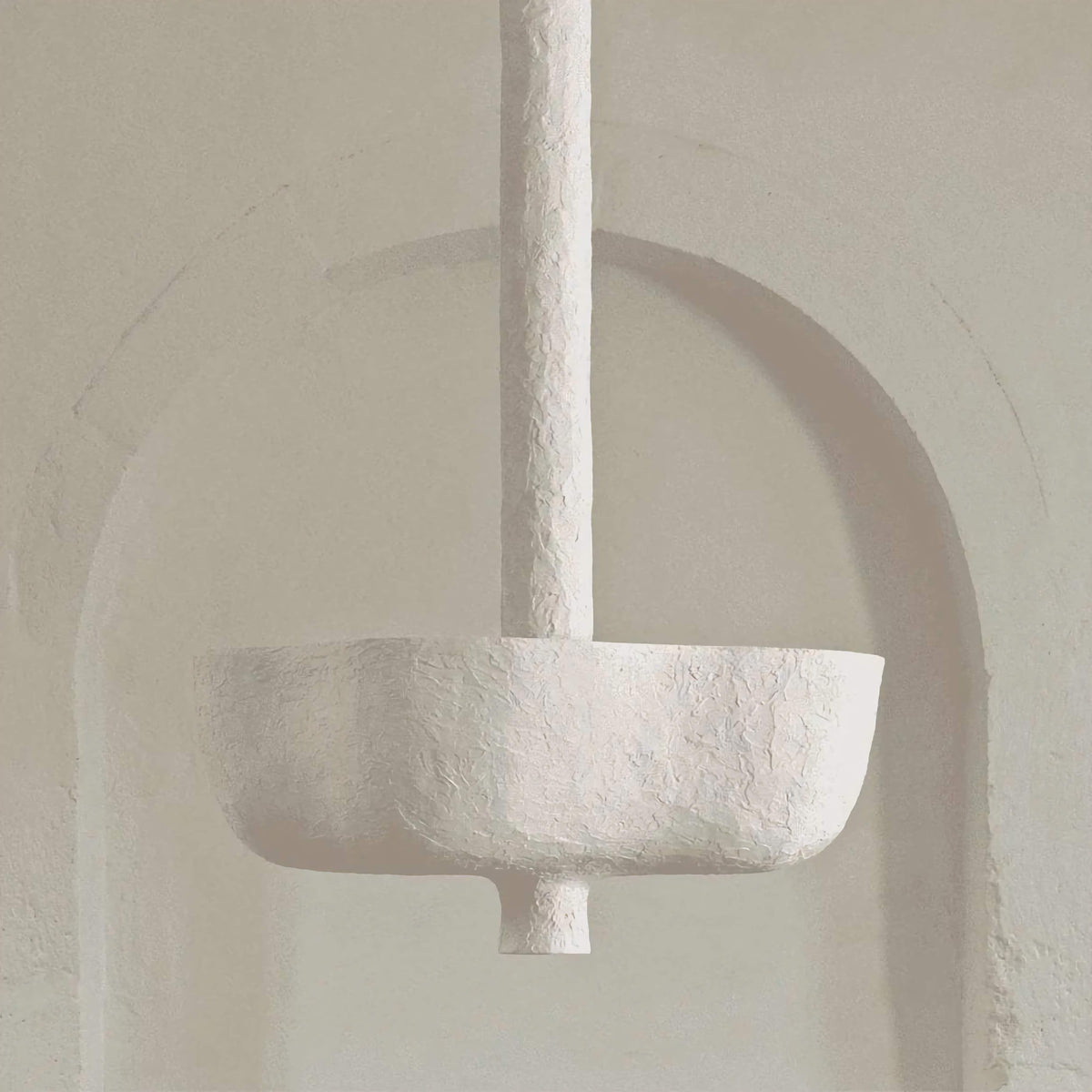 Hand-Troweled Plaster Shallow Bowl Pendant