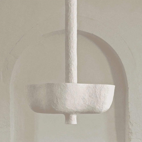 Hand-Troweled Plaster Shallow Bowl Pendant