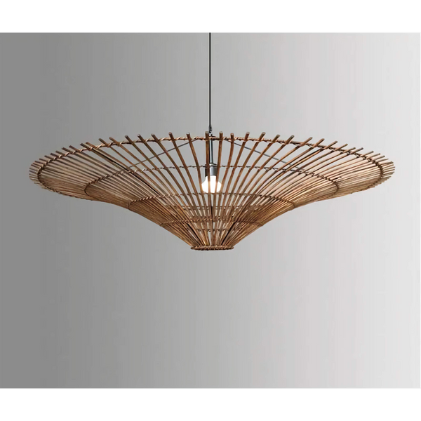 Hand-Woven Wicker Globe Pendant with Iron Frame
