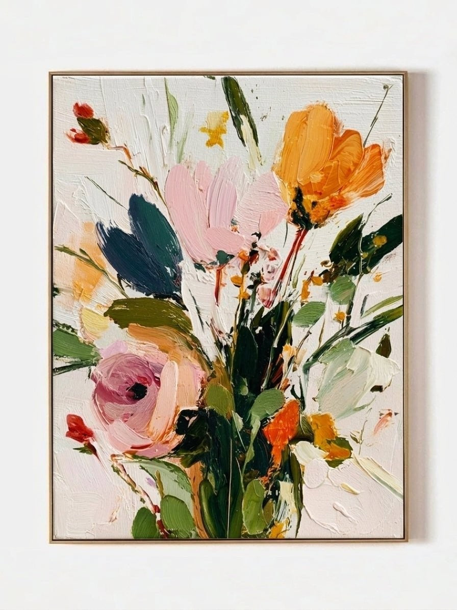 Handmade 3D Textured Floral Canvas Painting