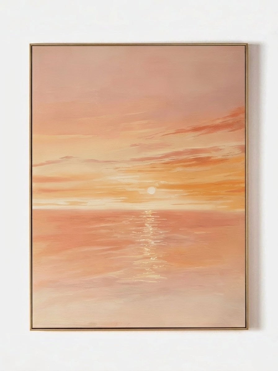 Handmade Coral Sunset Ocean Wall Art