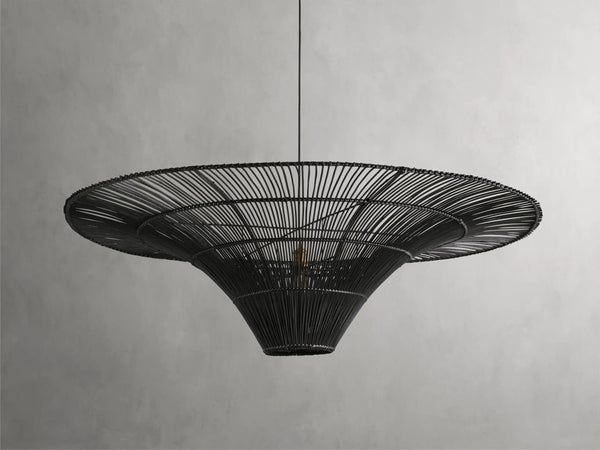 Handwoven Rattan Cluster Chandelier with Alabaster Shades