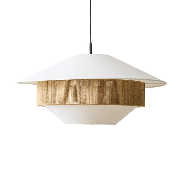Handwoven Wicker and Linen Globe Pendant