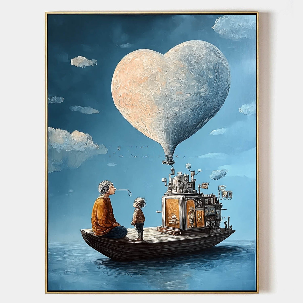 Viaje del globo con forma de corazón por el mar