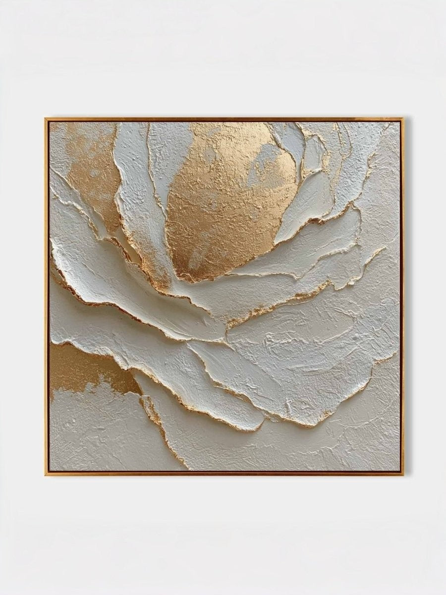 Heavy Impasto Gold Floral Wall Art