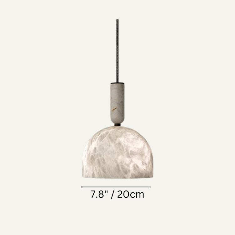 Hemisphere Alabaster and Brass Pendant